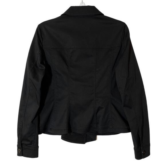 Worth Black Ruffle Hem Button Up Pocket Short Utility Jacket Blazer Women Small - Picture 2 of 15